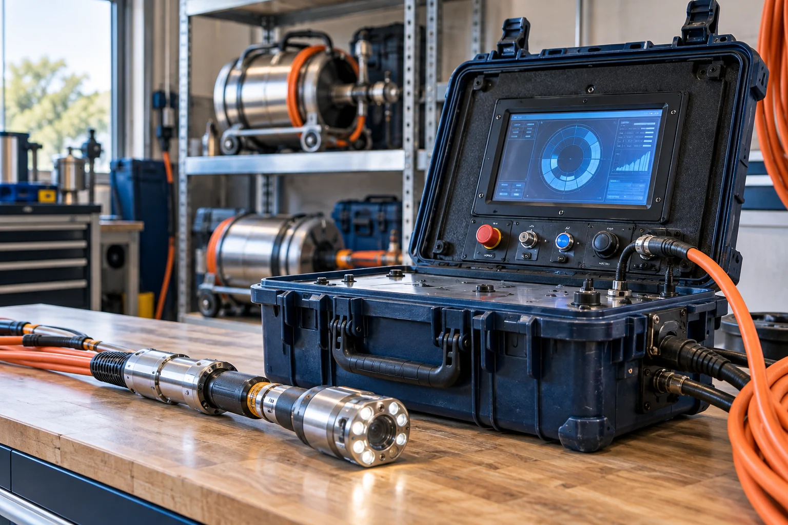 Portable curing controls and cables in a workshop